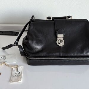 Time Resistance black leather with silver trim doctor bag— beautiful purse!